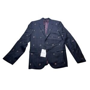 10-28 PAUL SMITH Men's Blazer Soho Fit Music 100% Wool Blue Size 38/6